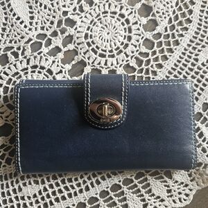 Coach•Navy HAMPTONS Slim Envelope Wallet 💙🩶